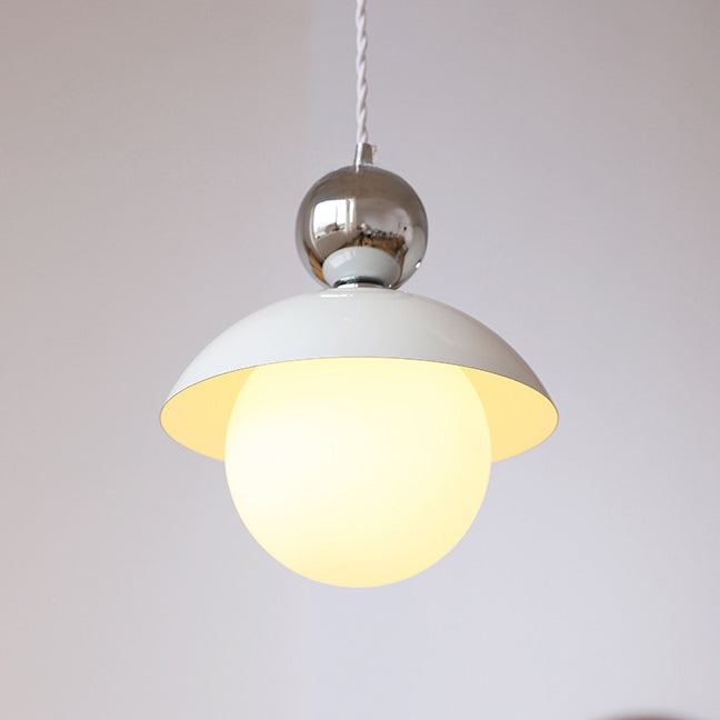 Modern Art Deco Iron Glass Round Ball 1-Light Pendant Light For Bedroom