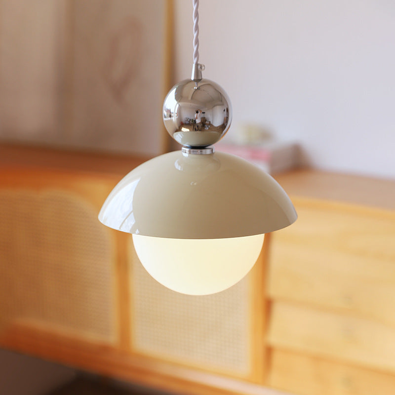 Modern Art Deco Iron Glass Round Ball 1-Light Pendant Light For Bedroom