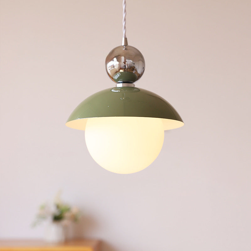 Modern Art Deco Iron Glass Round Ball 1-Light Pendant Light For Bedroom
