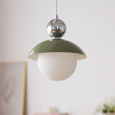 Modern Art Deco Iron Glass Round Ball 1-Light Pendant Light For Bedroom