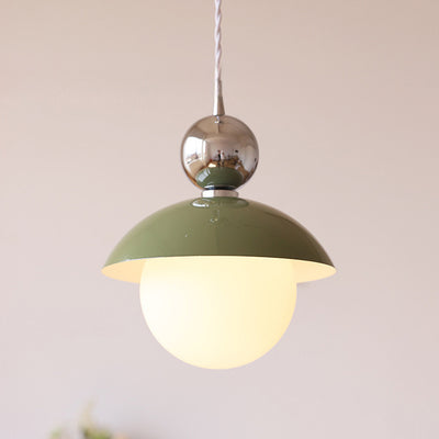 Modern Art Deco Iron Glass Round Ball 1-Light Pendant Light For Bedroom