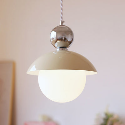 Modern Art Deco Iron Glass Round Ball 1-Light Pendant Light For Bedroom