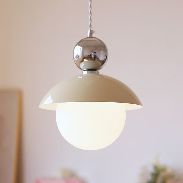Modern Art Deco Iron Glass Round Ball 1-Light Pendant Light For Bedroom