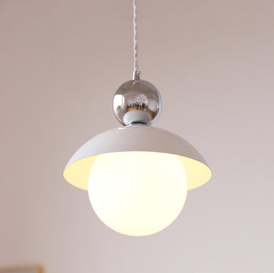 Modern Art Deco Iron Glass Round Ball 1-Light Pendant Light For Bedroom