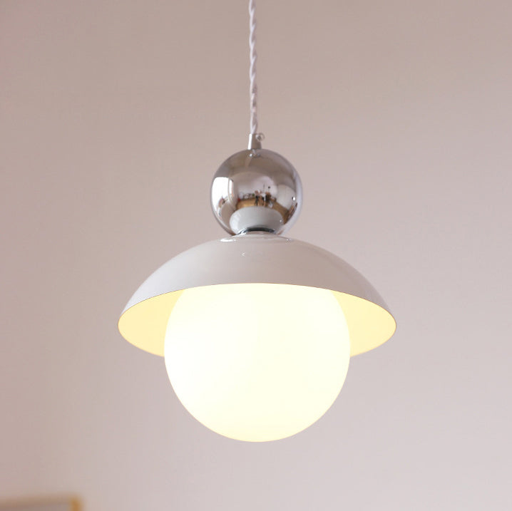 Modern Art Deco Iron Glass Round Ball 1-Light Pendant Light For Bedroom