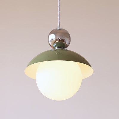 Modern Art Deco Iron Glass Round Ball 1-Light Pendant Light For Bedroom