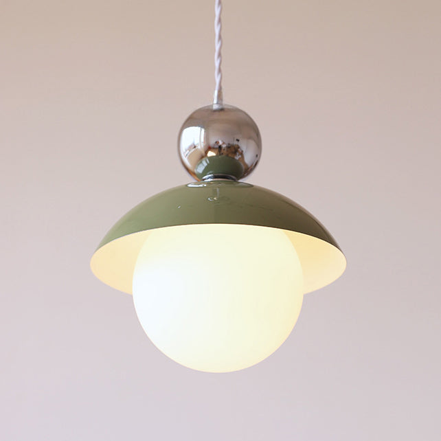 Modern Art Deco Iron Glass Round Ball 1-Light Pendant Light For Bedroom
