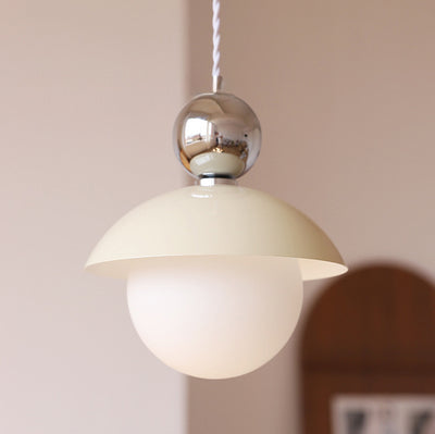 Modern Art Deco Iron Glass Round Ball 1-Light Pendant Light For Bedroom