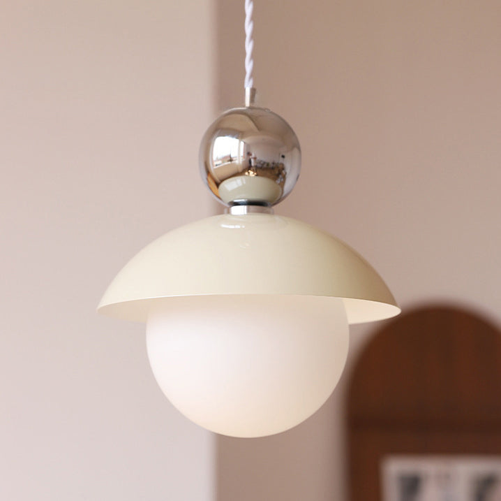 Modern Art Deco Iron Glass Round Ball 1-Light Pendant Light For Bedroom