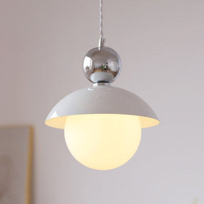 Modern Art Deco Iron Glass Round Ball 1-Light Pendant Light For Bedroom