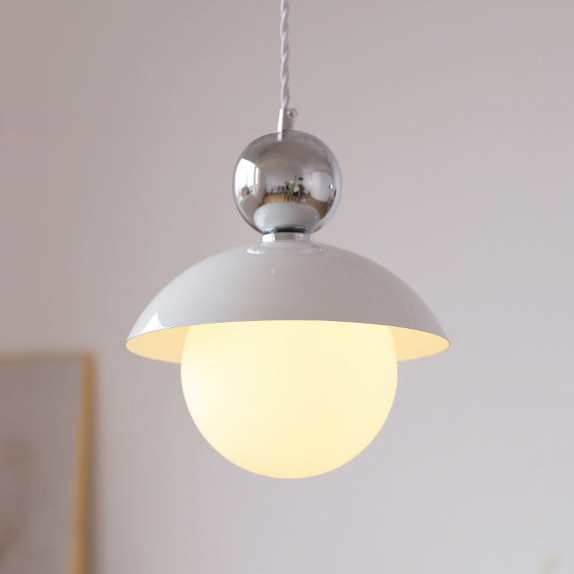 Modern Art Deco Iron Glass Round Ball 1-Light Pendant Light For Bedroom