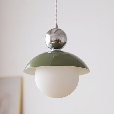 Modern Art Deco Iron Glass Round Ball 1-Light Pendant Light For Bedroom