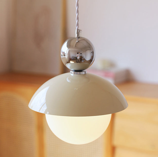 Modern Art Deco Iron Glass Round Ball 1-Light Pendant Light For Bedroom