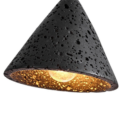 Modern Minimalist Natural Black Travertine Cone 1-Light Pendant Light For Bedroom