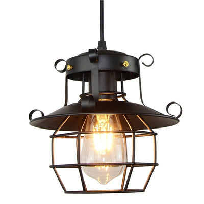Contemporary Industrial Iron Cage 1-Light Pendant Light For Living Room