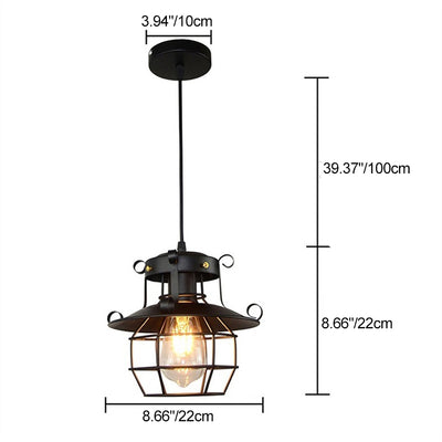 Contemporary Industrial Iron Cage 1-Light Pendant Light For Living Room
