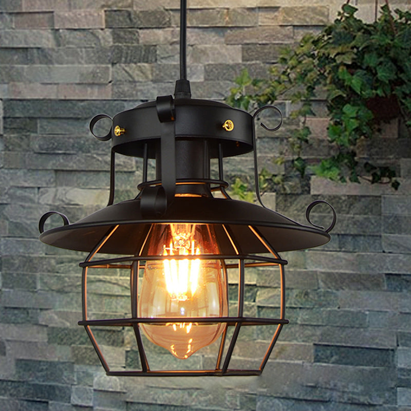 Contemporary Industrial Iron Cage 1-Light Pendant Light For Living Room