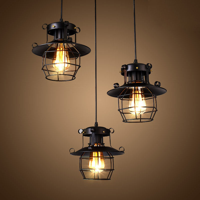 Contemporary Industrial Iron Cage 1-Light Pendant Light For Living Room