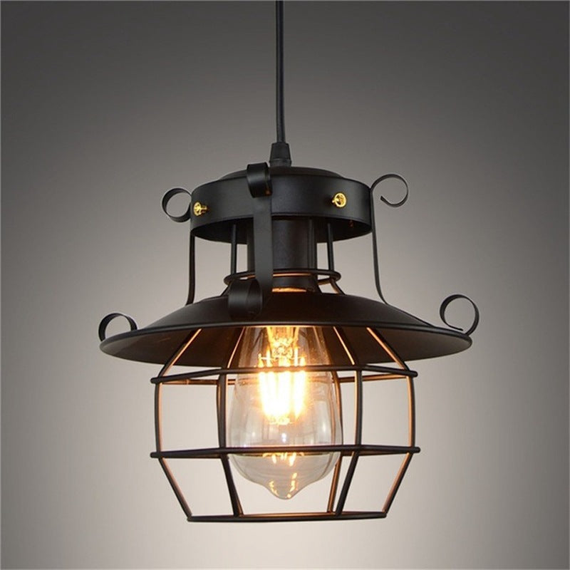 Contemporary Industrial Iron Cage 1-Light Pendant Light For Living Room