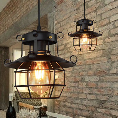 Contemporary Industrial Iron Cage 1-Light Pendant Light For Living Room
