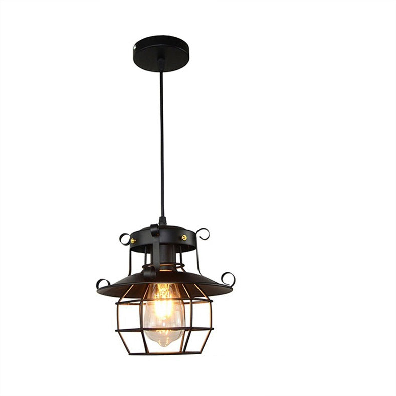 Contemporary Industrial Iron Cage 1-Light Pendant Light For Living Room