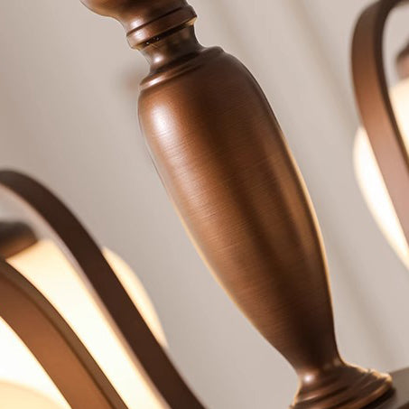 Contemporary Retro Iron Glass Branch Bent Rod Round Cup Shaped 6/8/10-Light Chandelier For Living Room