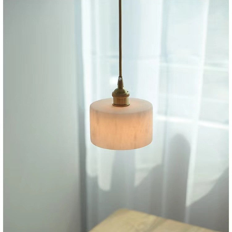 Zeitgenössische nordische natürliche Marmor-Zylinder 1-Licht Pendelleuchte für das Wohnzimmer 