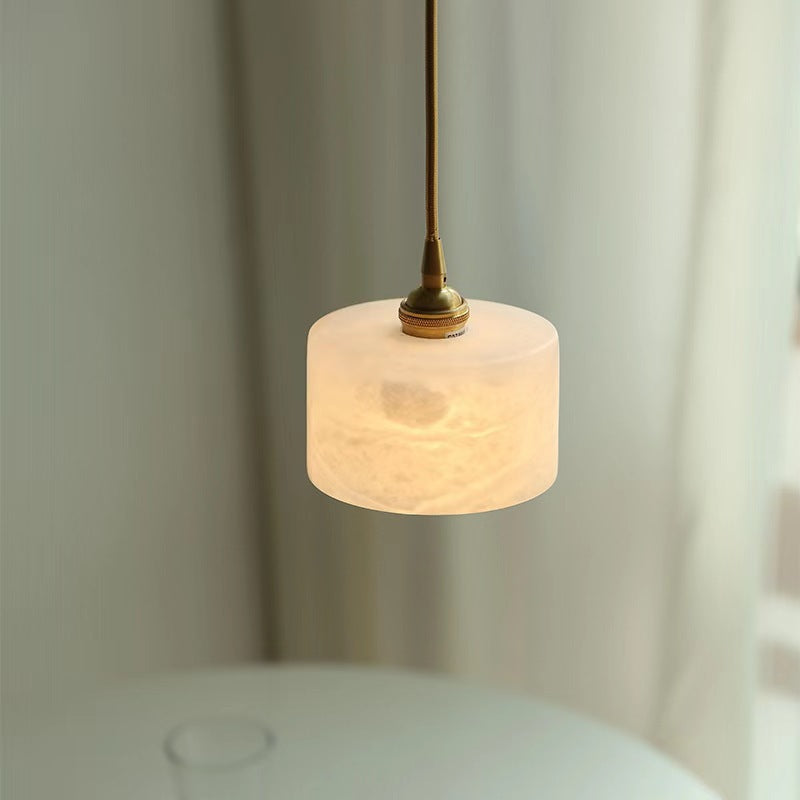 Zeitgenössische nordische natürliche Marmor-Zylinder 1-Licht Pendelleuchte für das Wohnzimmer 