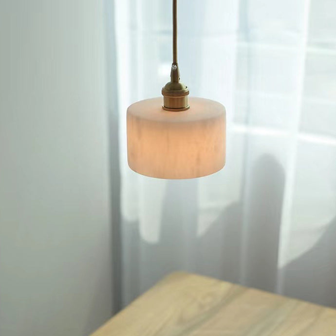 Zeitgenössische nordische natürliche Marmor-Zylinder 1-Licht Pendelleuchte für das Wohnzimmer 