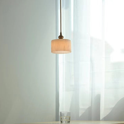 Zeitgenössische nordische natürliche Marmor-Zylinder 1-Licht Pendelleuchte für das Wohnzimmer 
