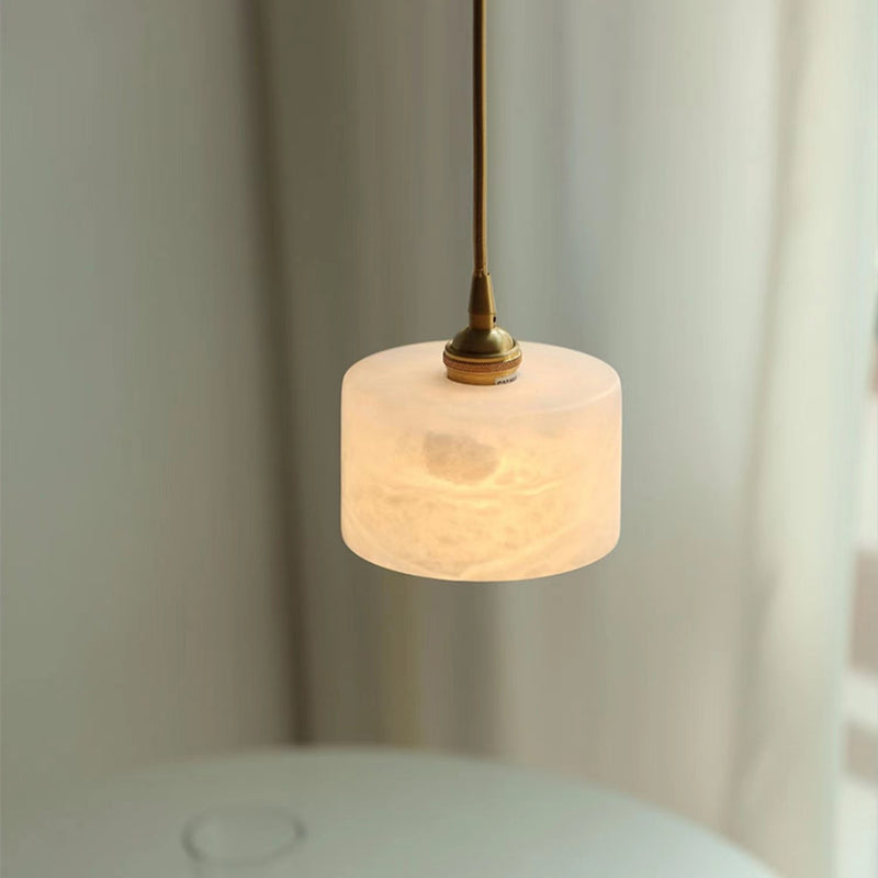 Zeitgenössische nordische natürliche Marmor-Zylinder 1-Licht Pendelleuchte für das Wohnzimmer 