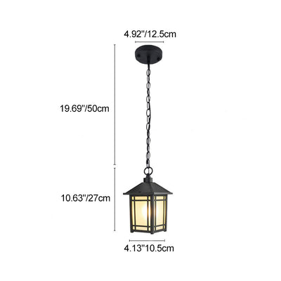 Modern Minimalist Aluminum & Glass Rectangular 1-Light Outdoor Pendant Light For Patio