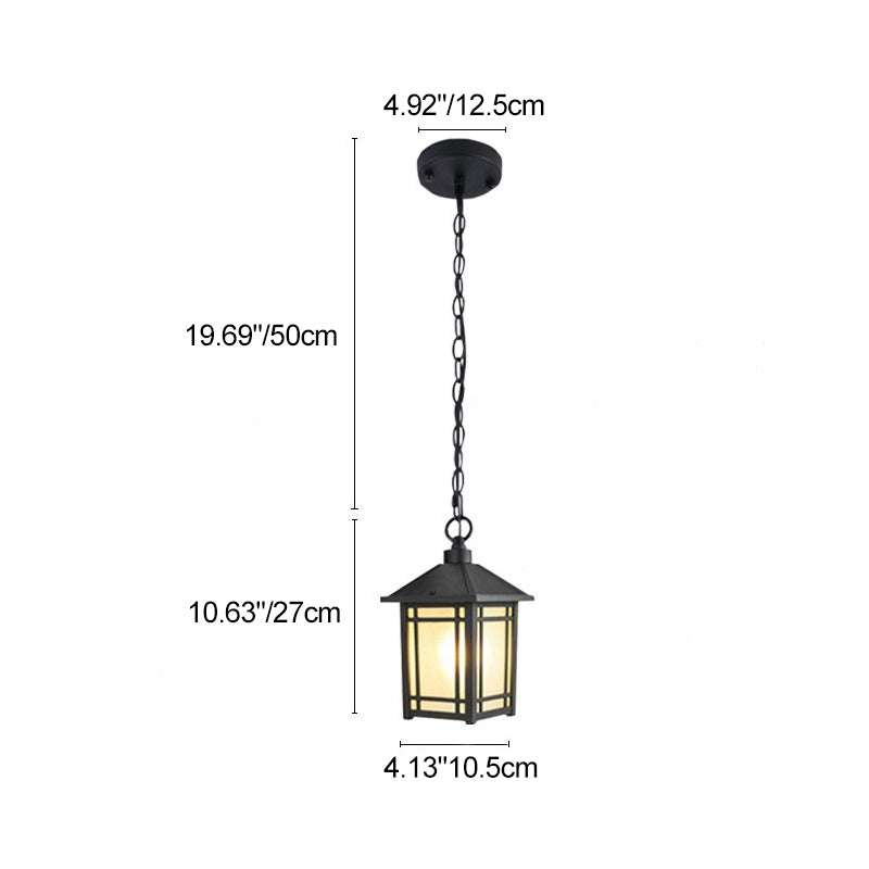 Modern Minimalist Aluminum & Glass Rectangular 1-Light Outdoor Pendant Light For Patio