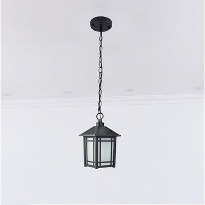 Modern Minimalist Aluminum & Glass Rectangular 1-Light Outdoor Pendant Light For Patio