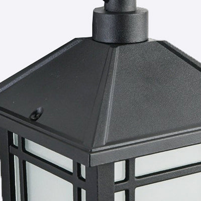 Modern Minimalist Aluminum & Glass Rectangular 1-Light Outdoor Pendant Light For Patio