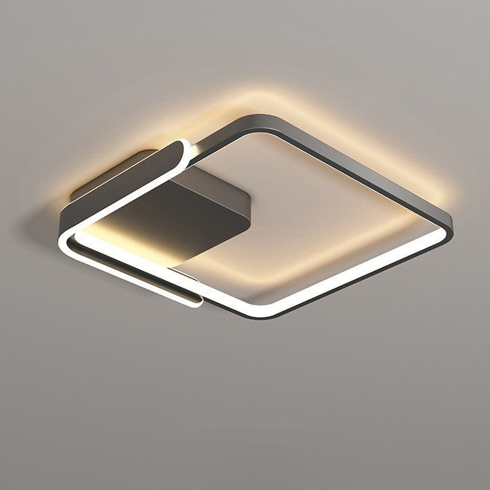 Modern Minimalist Iron & Silicone Square Round LED Flush Mount Ceiling Light For Bedroom