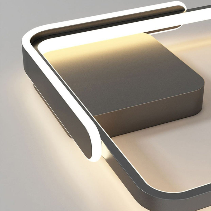 Modern Minimalist Iron & Silicone Square Round LED Flush Mount Ceiling Light For Bedroom
