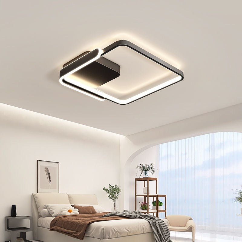 Modern Minimalist Iron & Silicone Square Round LED Flush Mount Ceiling Light For Bedroom