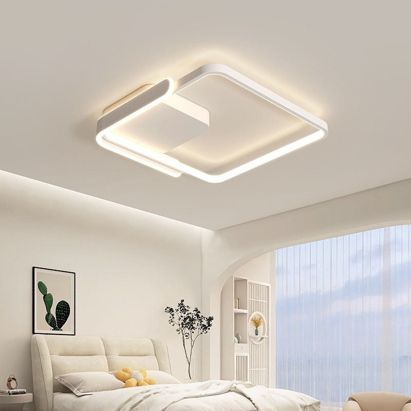 Modern Minimalist Iron & Silicone Square Round LED Flush Mount Ceiling Light For Bedroom