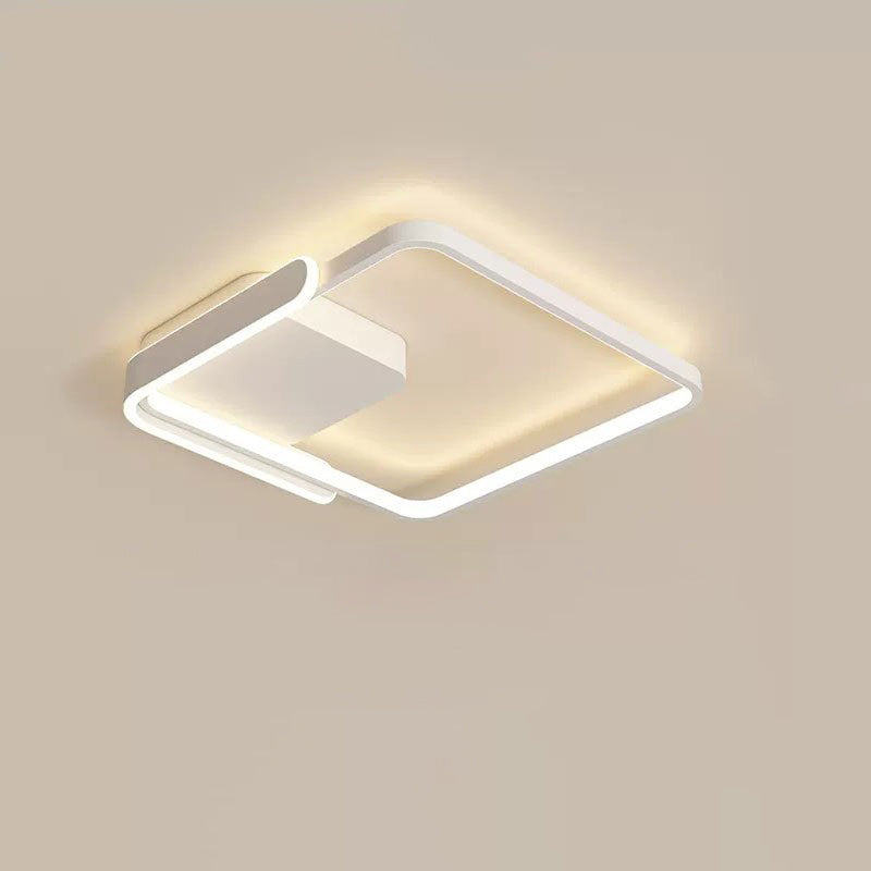 Modern Minimalist Iron & Silicone Square Round LED Flush Mount Ceiling Light For Bedroom