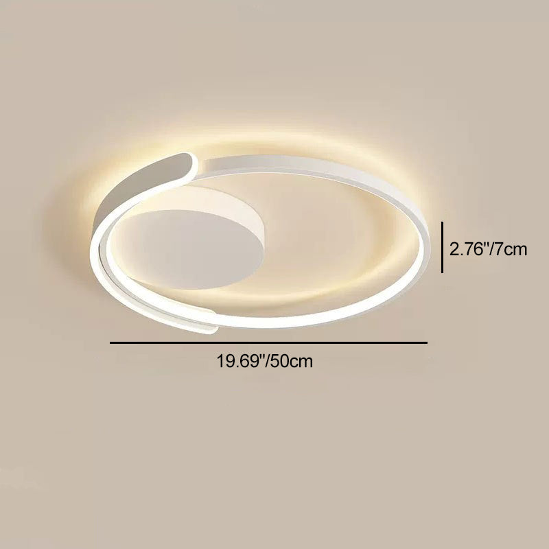 Modern Minimalist Iron & Silicone Square Round LED Flush Mount Ceiling Light For Bedroom