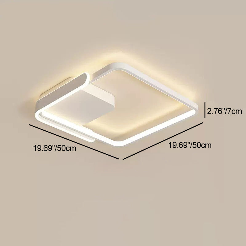 Modern Minimalist Iron & Silicone Square Round LED Flush Mount Ceiling Light For Bedroom