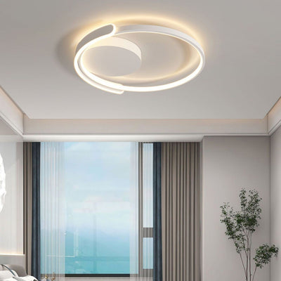 Modern Minimalist Iron & Silicone Square Round LED Flush Mount Ceiling Light For Bedroom