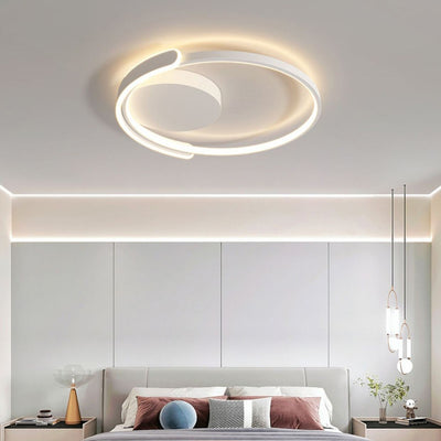 Modern Minimalist Iron & Silicone Square Round LED Flush Mount Ceiling Light For Bedroom
