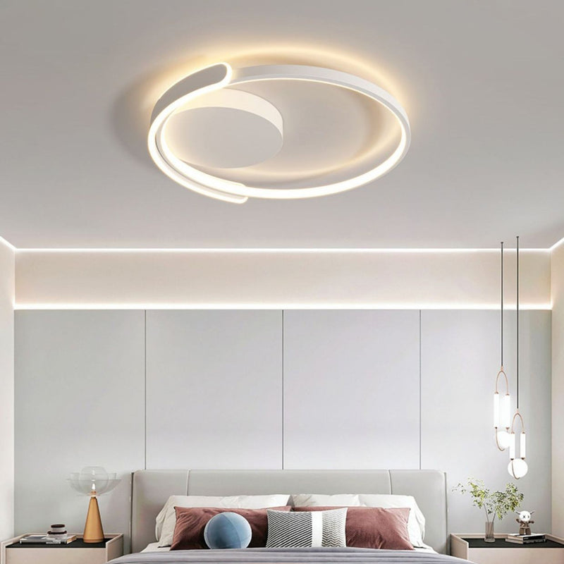 Modern Minimalist Iron & Silicone Square Round LED Flush Mount Ceiling Light For Bedroom