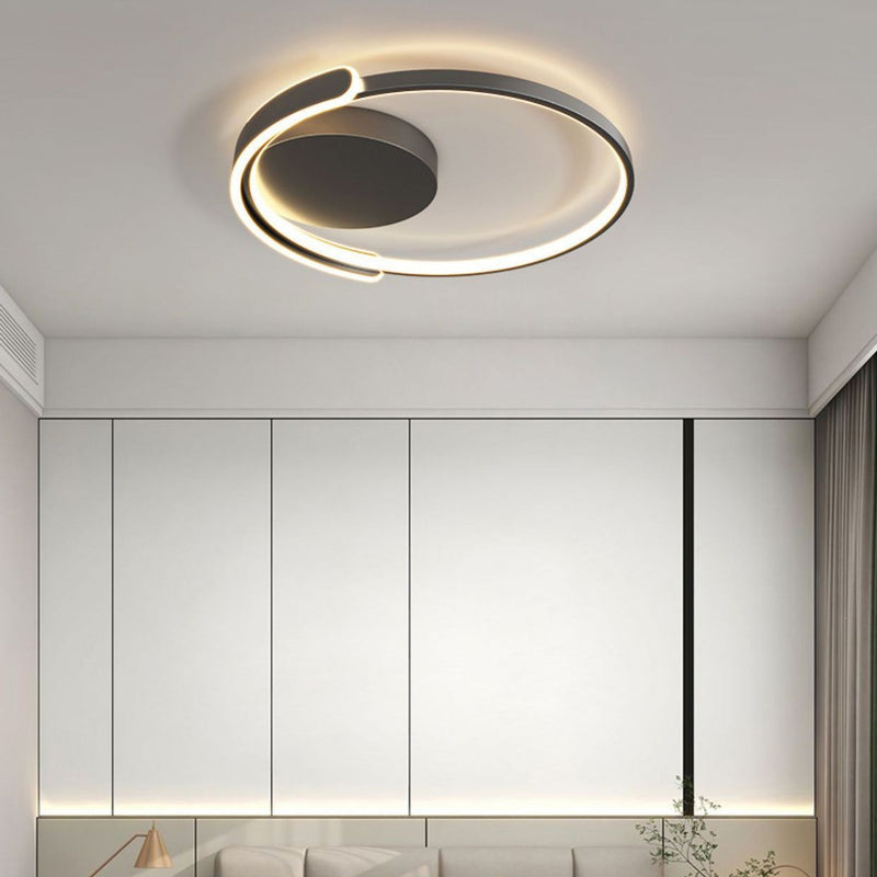Modern Minimalist Iron & Silicone Square Round LED Flush Mount Ceiling Light For Bedroom