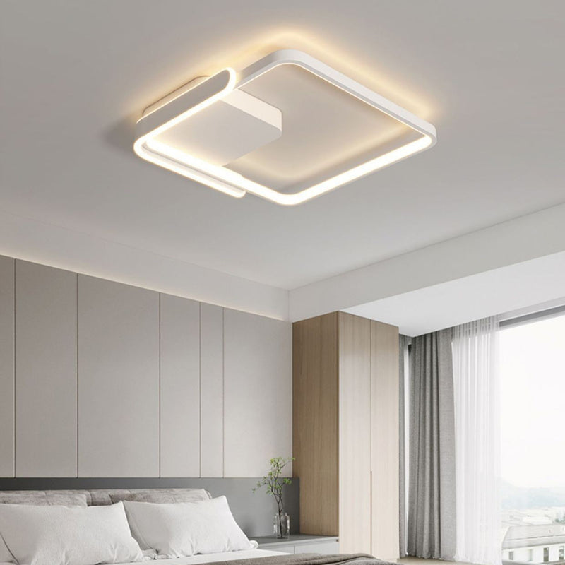 Modern Minimalist Iron & Silicone Square Round LED Flush Mount Ceiling Light For Bedroom
