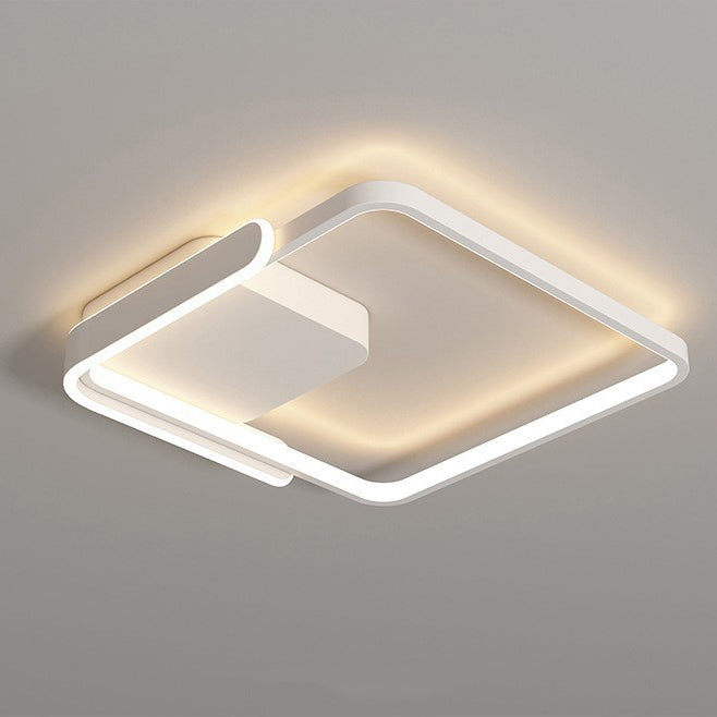 Modern Minimalist Iron & Silicone Square Round LED Flush Mount Ceiling Light For Bedroom