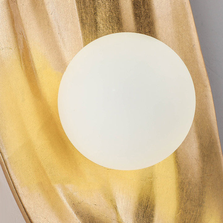 Contemporary Nordic Resin &amp; Glass Leaf-Shaped Globe 1-Light Wall Sconce Lamp For Living Room