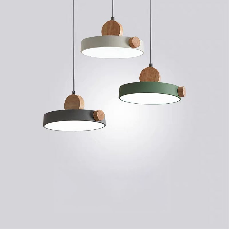 Modern Minimalist Iron Acrylic Round Plate LED Pendant Light For Living Room